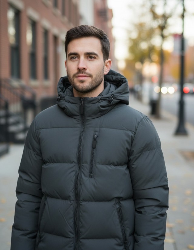 Campera Abrigo Hombre c/bolsillo Importada Gris Oscuro