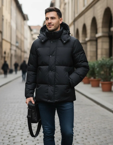 Campera Abrigo Hombre Importada Negro