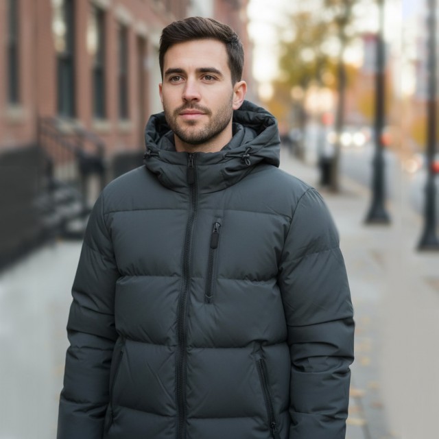 Campera Abrigo Hombre c/bolsillo Importada Gris Oscuro